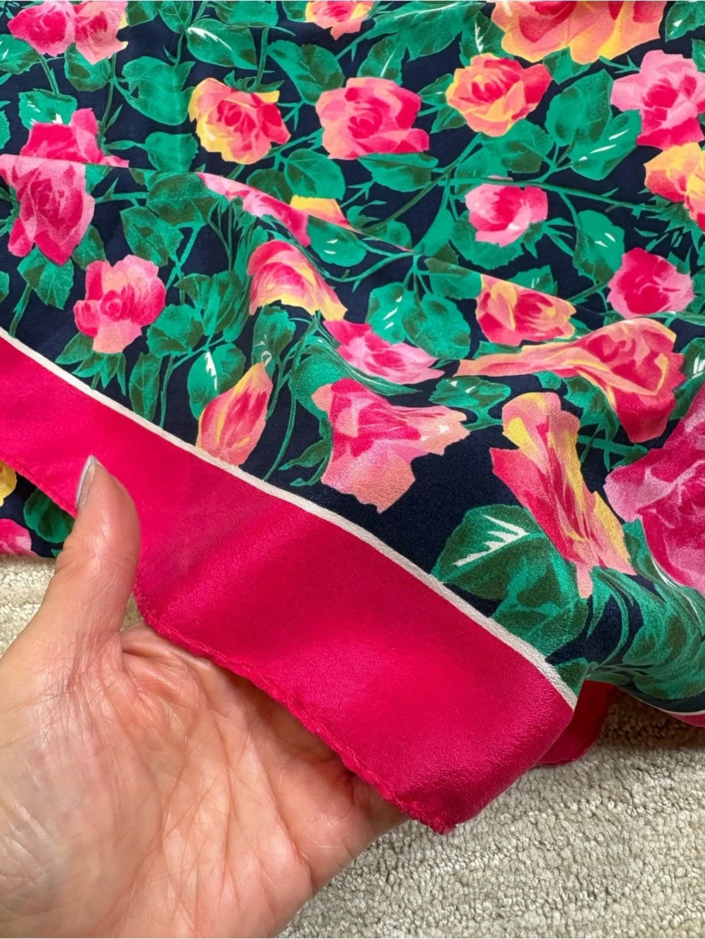 Rose Floral Print Square Chiffon Scarf 29